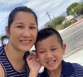Asian mother and her 8 year old son