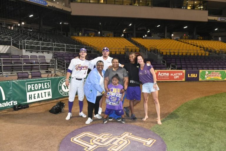 LSU Baseball Field with Dylan Crews and families of and children with disabilities