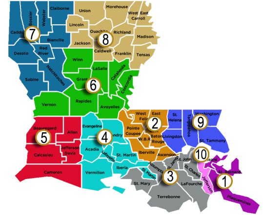 Louisiana Map by Region